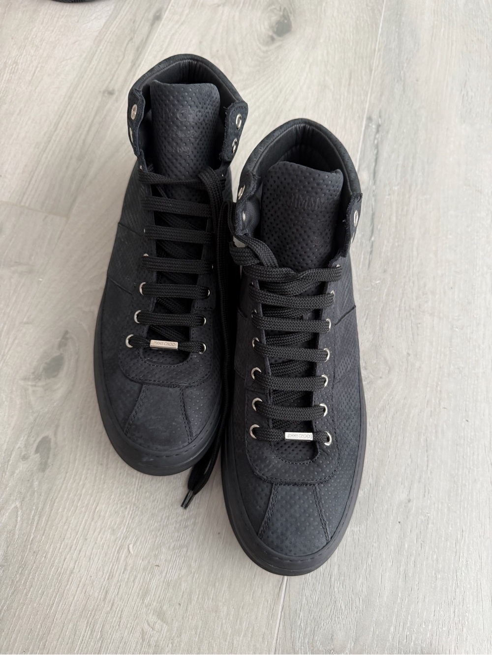 Jimmy Choo | Belgravia High-Top Leather Sneakers| SZ 44 | US 11 | Black | NWOT